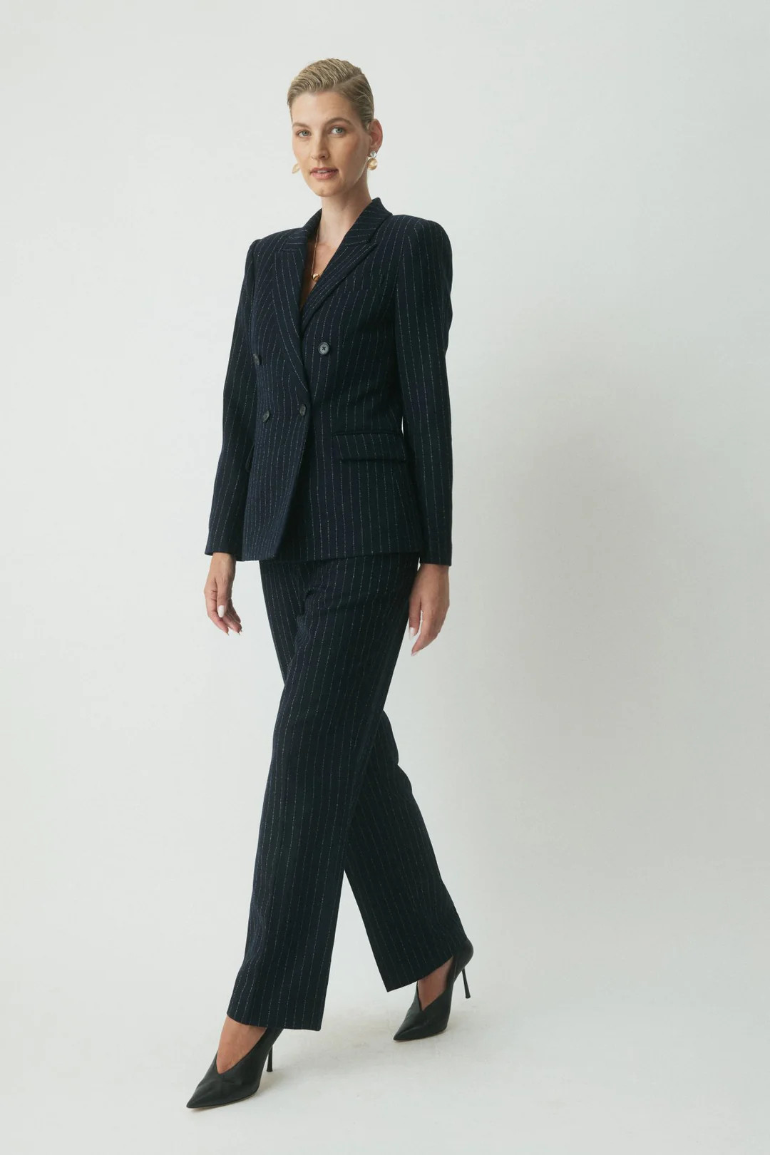 Runa Wool Jacket - Navy Stripe | Perri Cutten