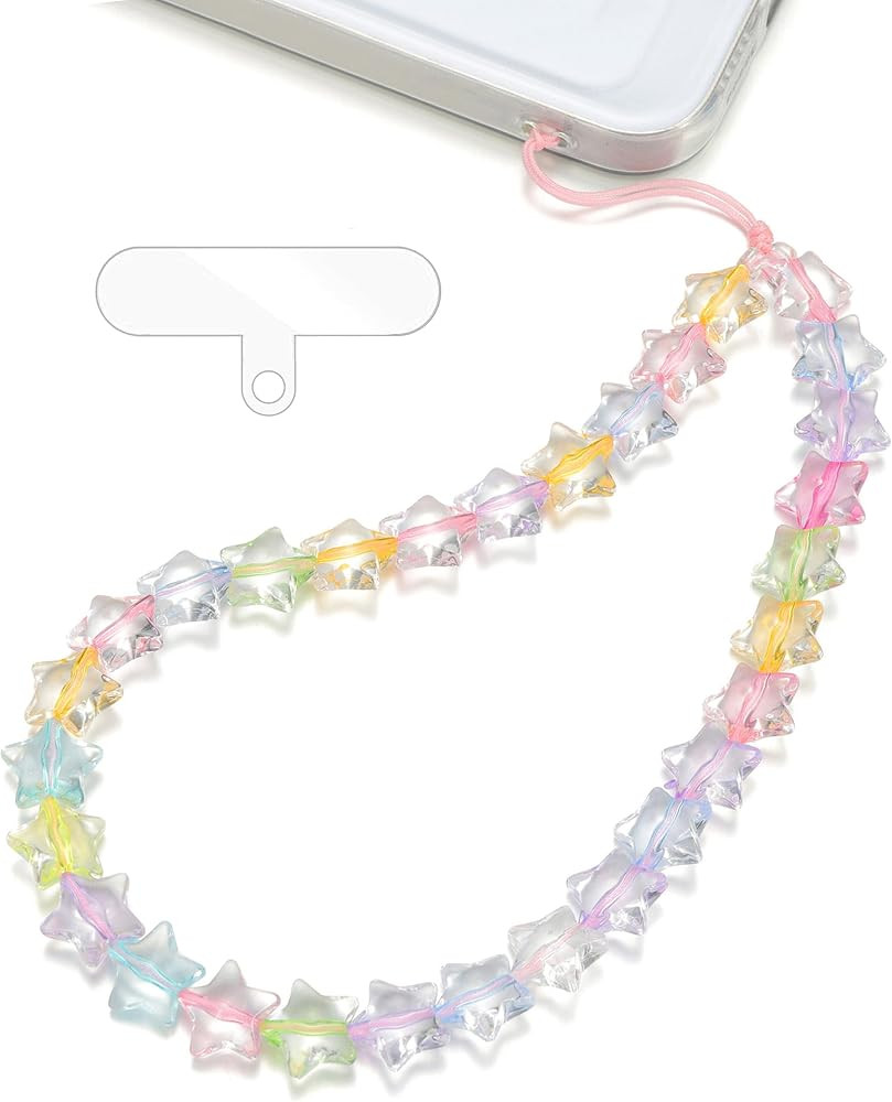 Star Phone Charm Wrist Strap, Beaded Lanyard Wristlet Chain, Anti-Theft Bracelet Strap for iPhone... | Amazon (US)