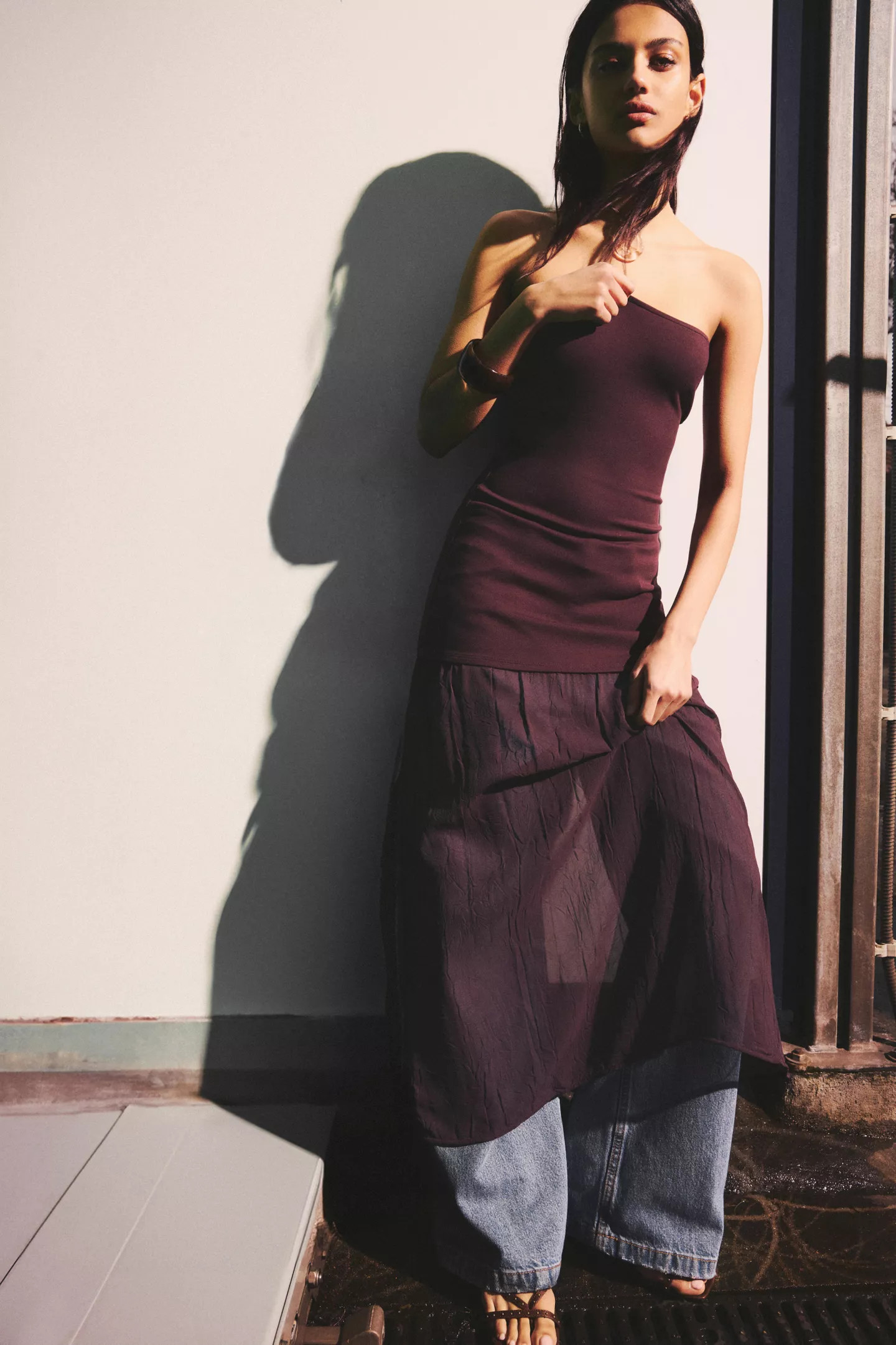 Double-fabric midi dress | PULL and BEAR UK