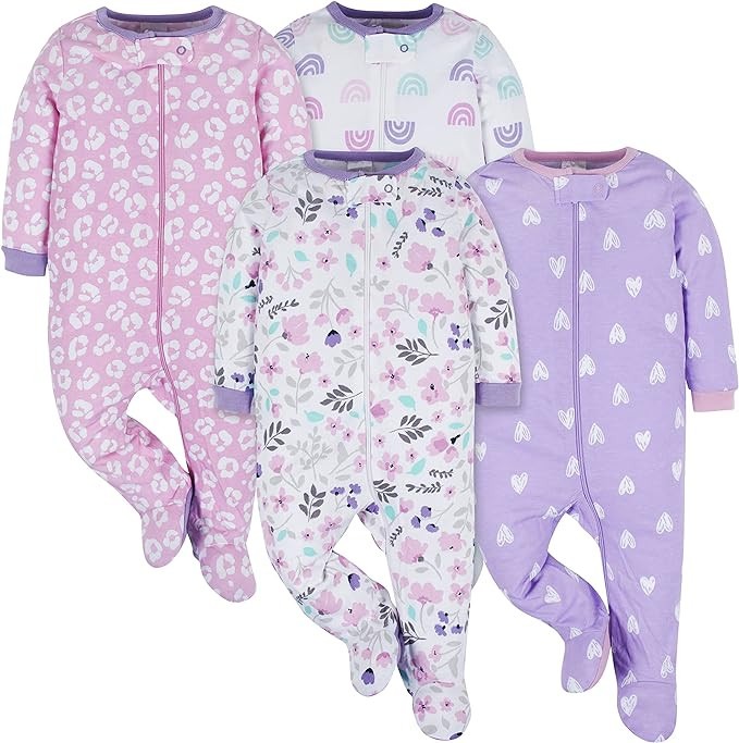 Onesies Brand Baby Girls' 4-pack Sleep 'N Play Footies Multi Pack | Amazon (US)