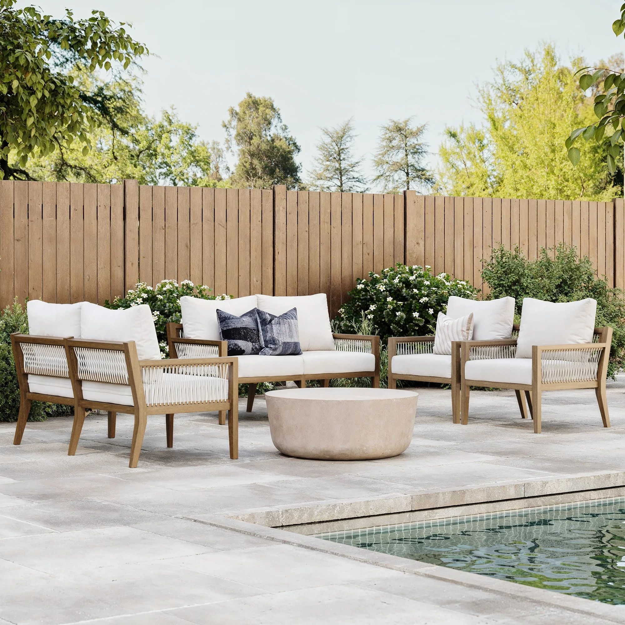 Set of 2 Outdoor Loveseats & 2 Chairs White | Nathan James