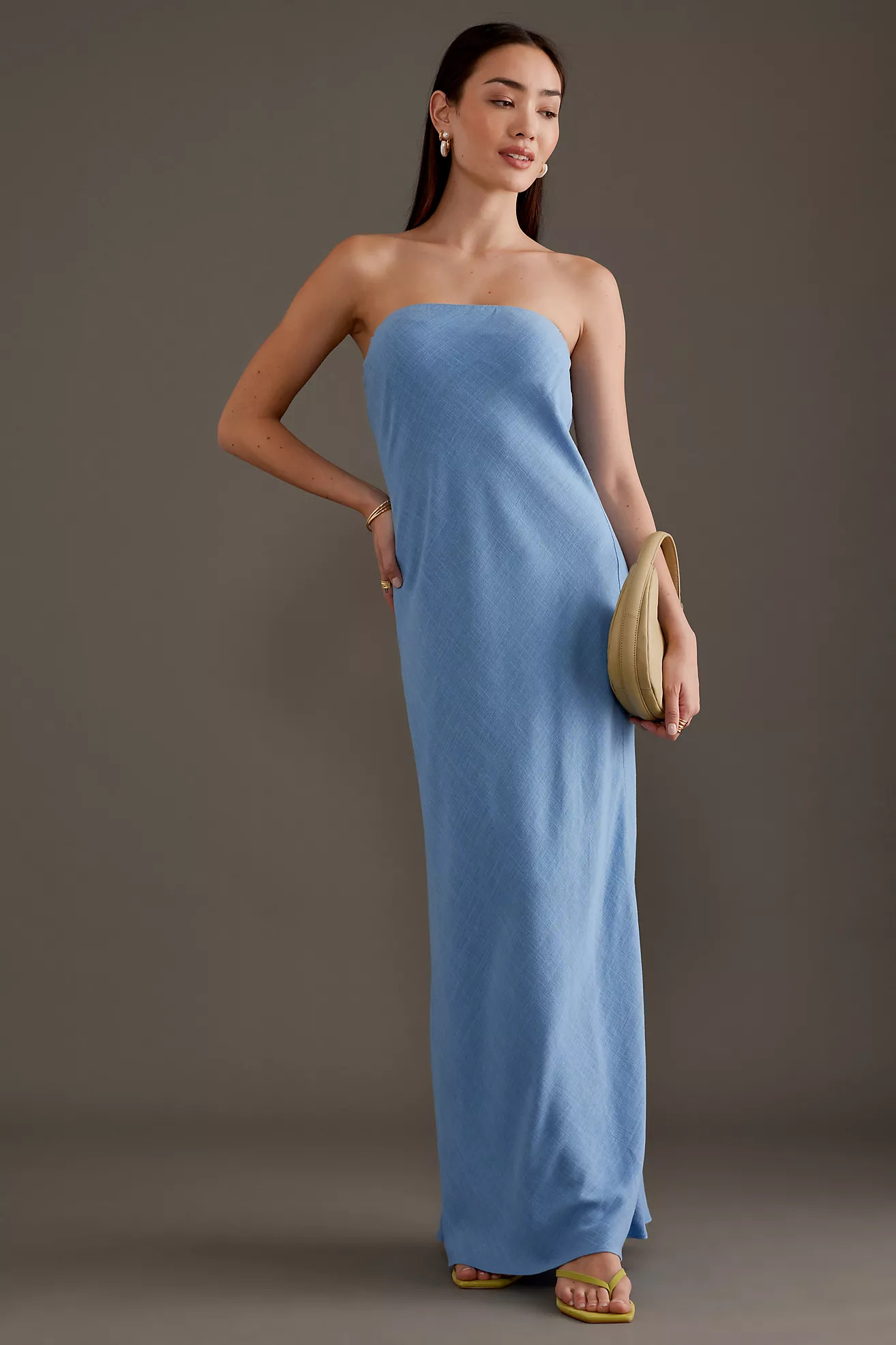 The Fleur Strapless Linen-Blend Maxi Slip Dress | Anthropologie (UK)
