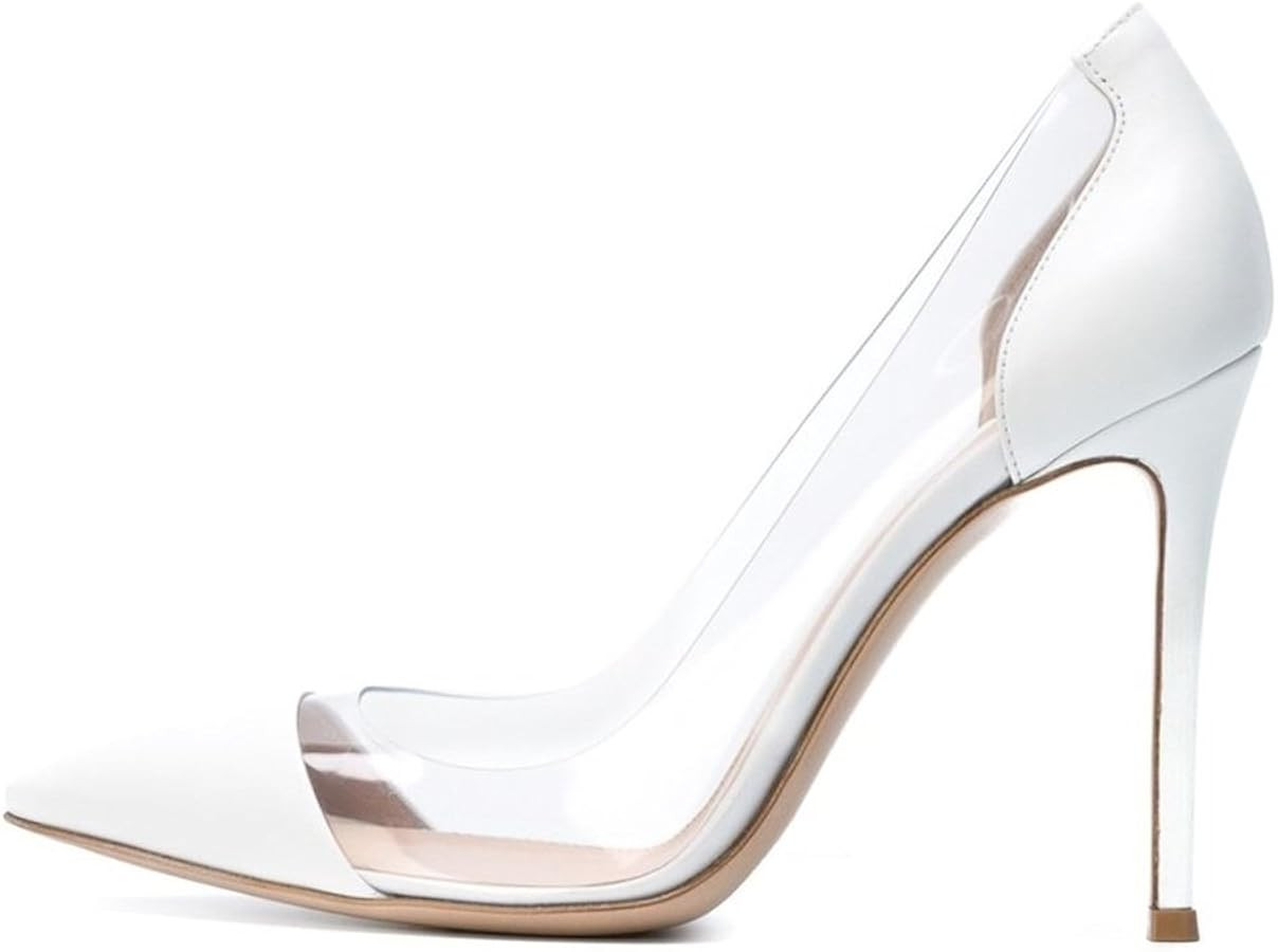 Eldof Womens High Heel Clear Pumps | 10cm Pointed Cap Toe Transparent PVC Stilettos | Wedding Dre... | Amazon (US)