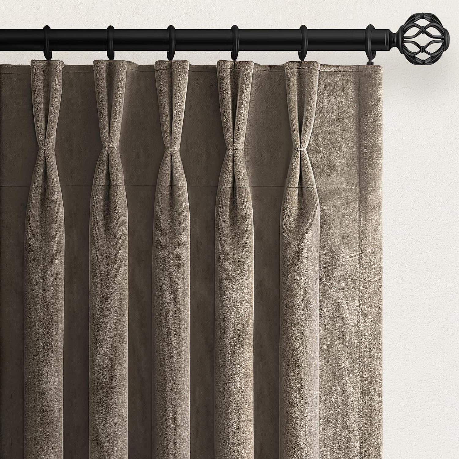 Velvet Blackout Curtains 96 Inch Long,Room Darkening Soundproof Floor to Ceiling Taupe Curtains for Living Room Bedroom,Boho Heavy Crushed Velvet Home Decor Window Drapes 2 Panels | Amazon (US)