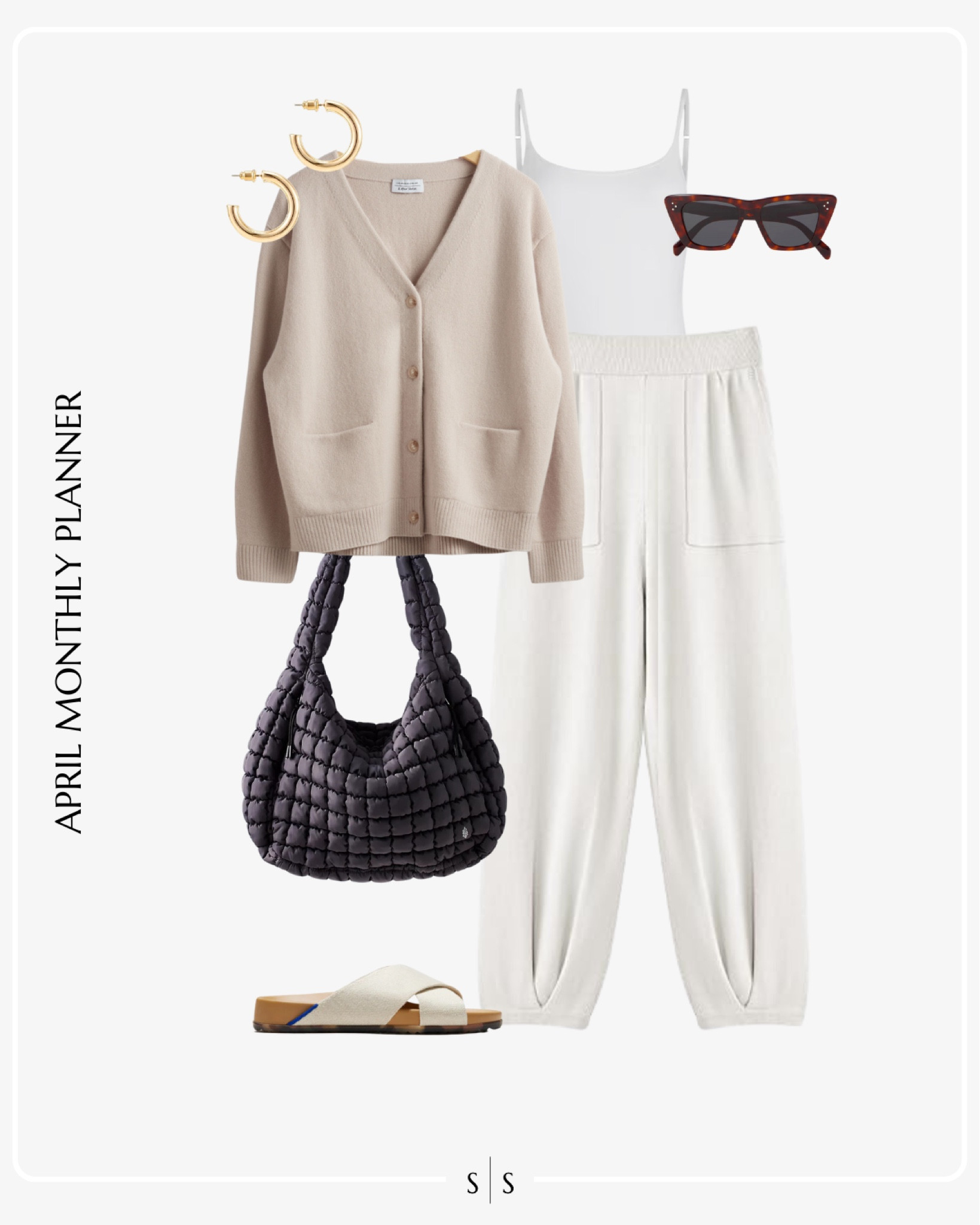 Monthly outfit planner: APRIL: Spring looks | cardigan, lounge pant, slip on sandals

Loungewear, activewear, weekend wear

See the entire calendar on thesarahstories.com ✨ 


#LTKstyletip