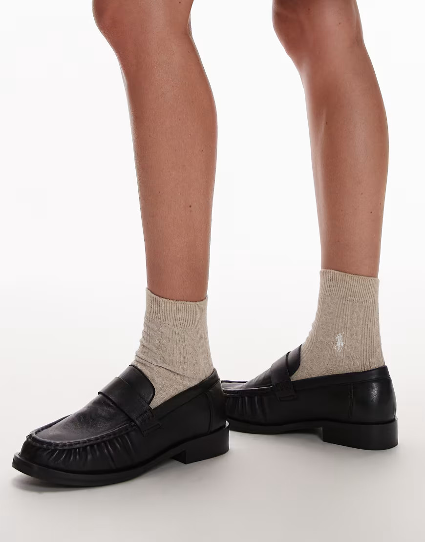 Topshop Carey real leather loafers with ruched detail in black | ASOS (Global)