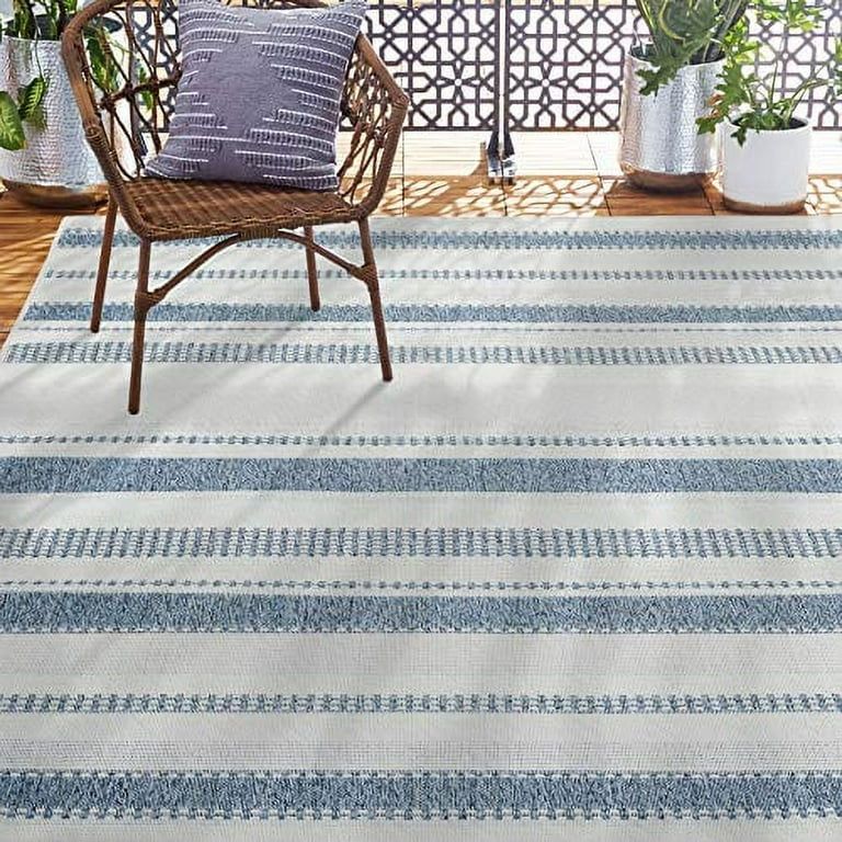 Home Dynamix Tripoli Mateo Modern Striped Indoor/Outdoor Area Rug, Dark Blue/Cream, 5'3"x7'3" | Walmart (US)