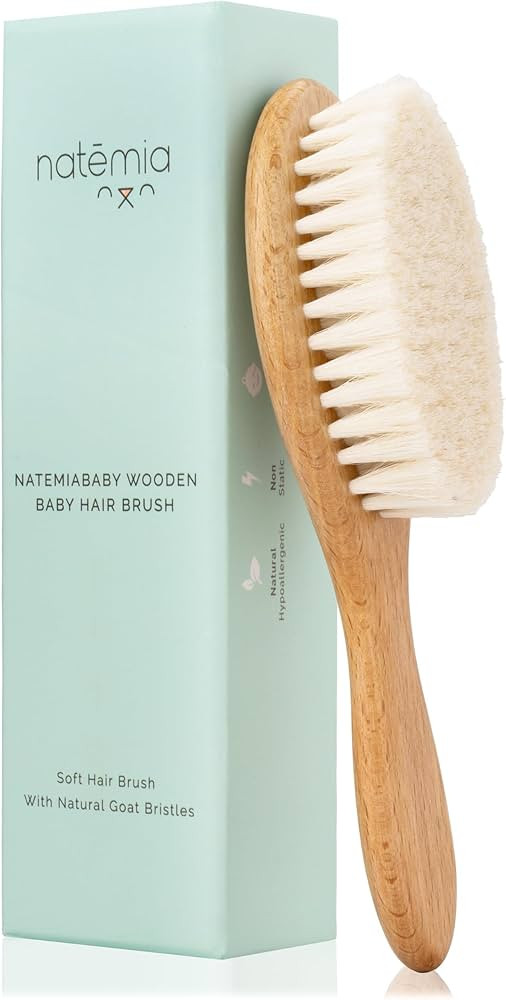 Natemia Baby Hair Brush - Wooden Handle & Soft Goat Bristles for Gentle Grooming & Scalp Massage ... | Amazon (US)