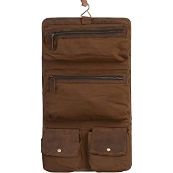 KomalC Premium Buffalo Leather Hanging Toiletry Bag Travel Dopp Kit | Amazon (US)