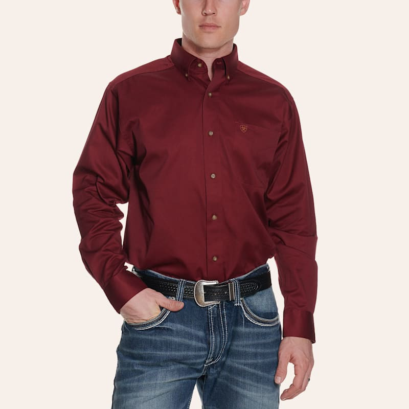 Ariat Men's Solid Burgundy Long Sleeve Western Shirt | Cavender's