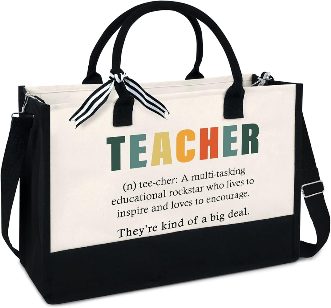 OASSIE Teacher Appreciation Gifts, Teachers Day Gifts, Teacher Tote Bag 13oz Canvas Tote Bag With... | Amazon (US)