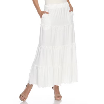Tiered Maxi Skirt White Medium - White Mark | Target