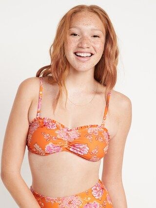 Printed Ruffle-Trimmed Ruched Bikini Swim Top for Women | Old Navy (US)