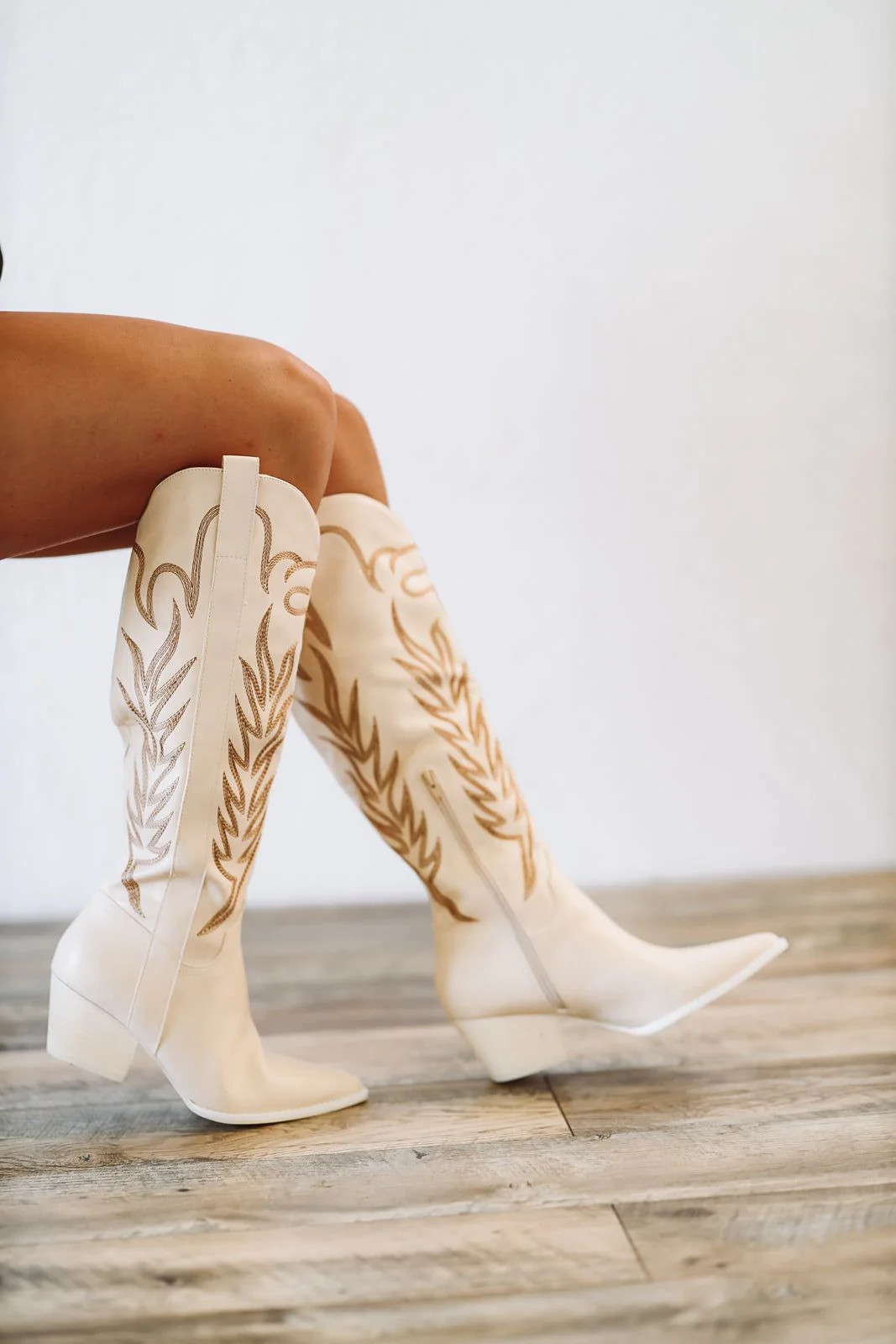 Going Country Western Cowboy Boots - Cream | Hazel and Olive