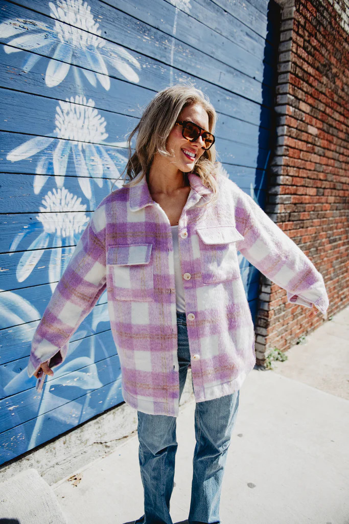 Purple Plaid Checker Shacket | Katydid.com