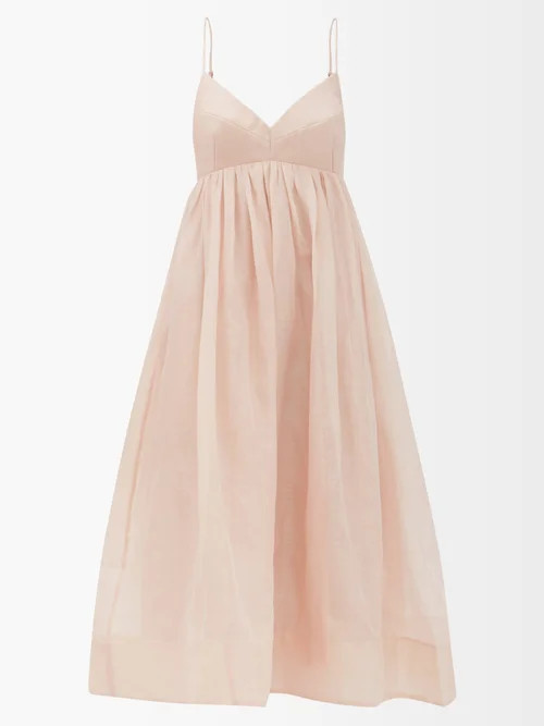 Zimmermann - Dancer Empire-waist Voile Midi Dress - Womens - Dusty Pink | Matches (US)