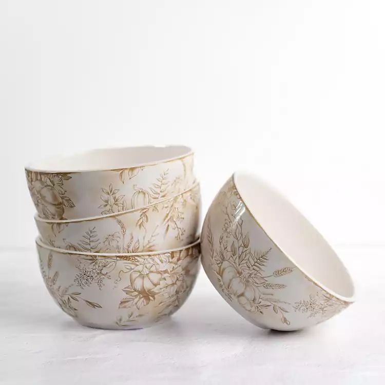 Autumn Spice Toile Cereal Bowls, Set of 4 | Kirkland's Home