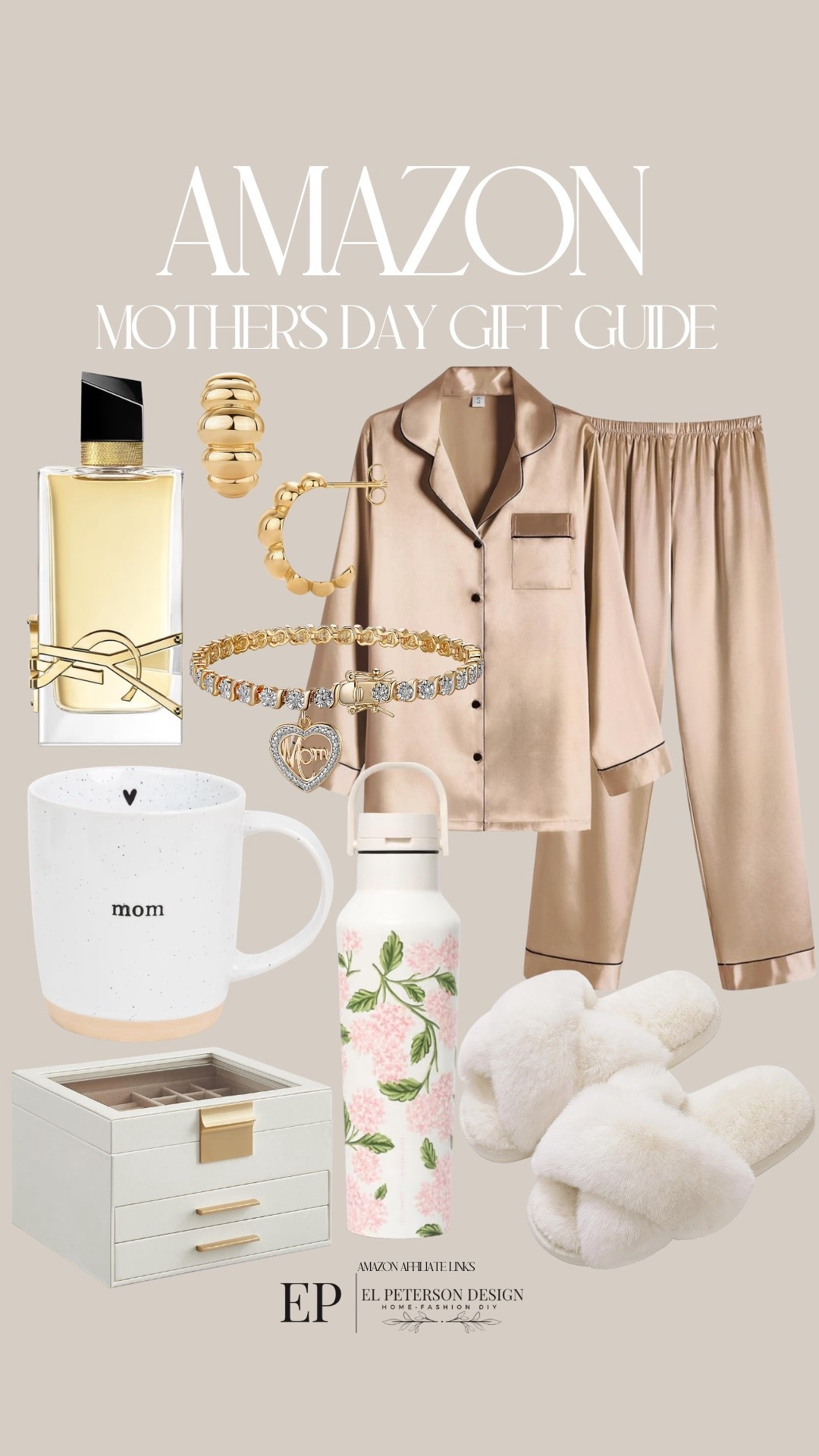 Amazon
Mothers Day Gift Guide
Perfume
Earrings
Bracelet
Mug
Jewelry box
Slippers
Tumbler 
