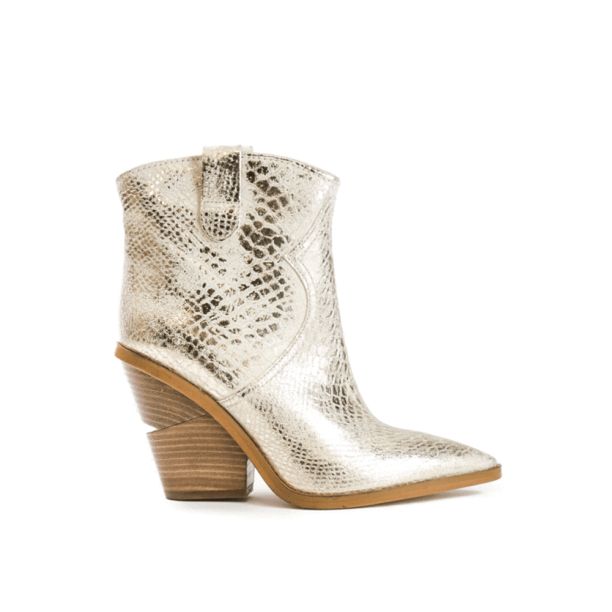 Cecelia New York KIMBAL Boots Gold Snacke Pointed Western Cowboy Ankle Booties (6, Gold Snack) | Walmart (US)
