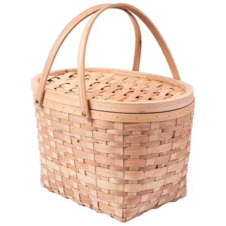 Vintiquewise Extra Large Wood-chip Picnic Basket with Cover and Drop Down Handles | Walmart (US)