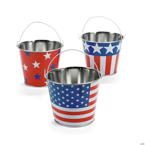 2 3/4“ x 3 1/4” Mini USA Patriotic Design Metal Bucket - 12 pieces. | Walmart (US)