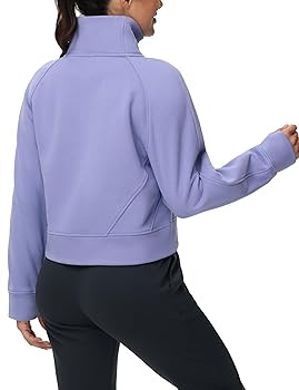 THE GYM PEOPLE Womens' Half Zip Pullover Fleece Stand Collar Crop Sweatshirt with Pockets Thumb H... | Amazon (US)