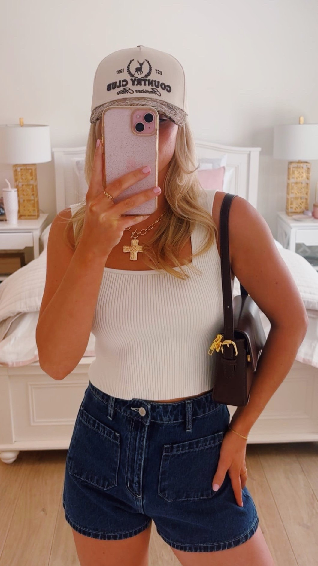 Summer outfit 💛 I’m obsessed with these jean shorts and camo hat 

#LTKActive #LTKSeasonal #LTKOver40