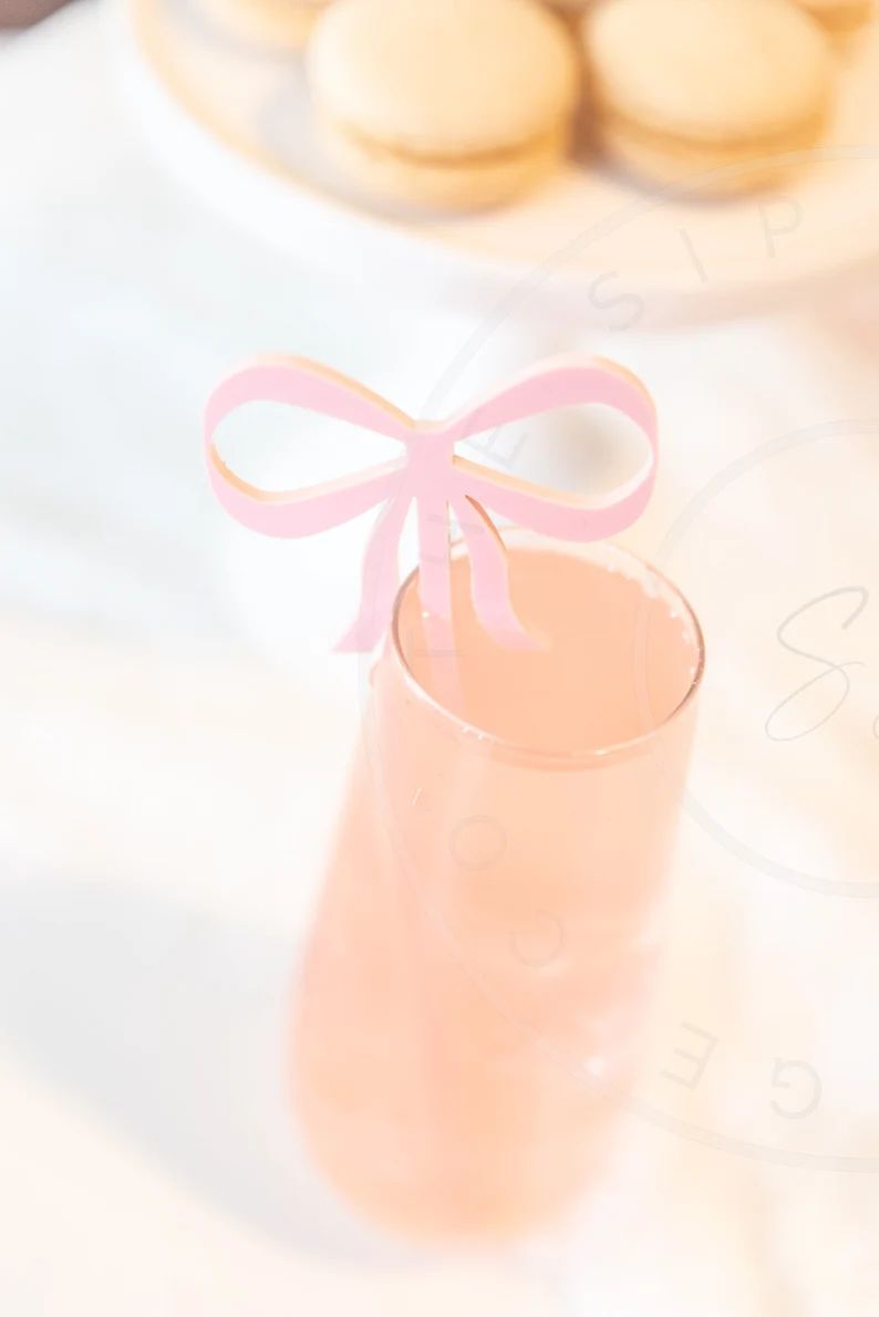 Pink Bow Drink Stirrers-set OF 4 Cut Out Drink Stirrers Swizzle Sticks Stir Stick - Etsy | Etsy (US)