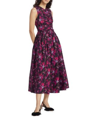 Ulla Johnson Mimi Moonflower Poplin Fit &amp; Flare Dress on SALE | Saks OFF 5TH | Saks Fifth Avenue OFF 5TH