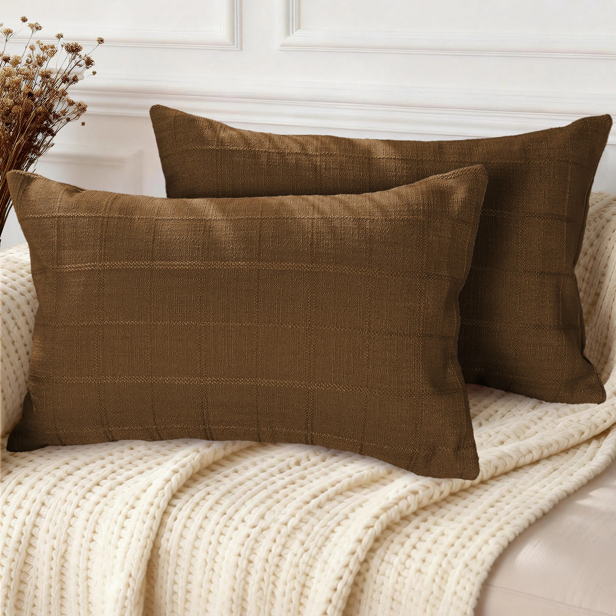 Boho Checkered Throw Pillow Covers For Sofa Chair (Set of 2) | Wayfair North America