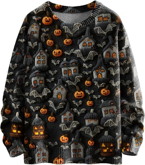 Halloween Sweatshirt for Women Crewneck Cute Spooky Pumpkin Sweatshirt Long Sleeved Graphic Funny... | Amazon (US)