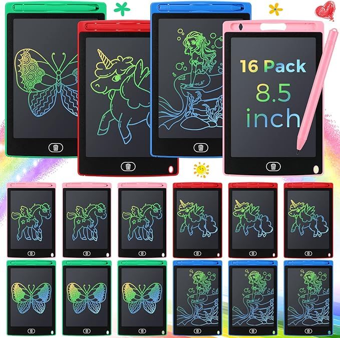 16 Pieces LCD Writing Tablet Doodle Pad for Kids 8.5 Inch LCD Drawing Board Colorful Reusable Wri... | Amazon (US)