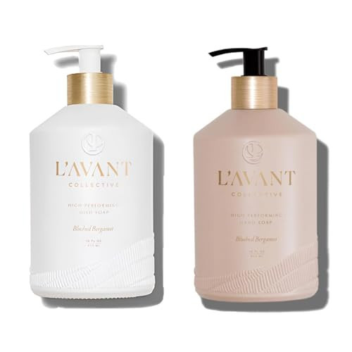 L'AVANT Collective Dish & Hand Soap Duo Blushed Bergamot | High Performing Luxurious Ingredients Notes of Bergamot, Orange Blossom, Amber, Cedar | 2 Reusable Glass Bottles Kitchen Home Decor Gifts… | Amazon (US)
