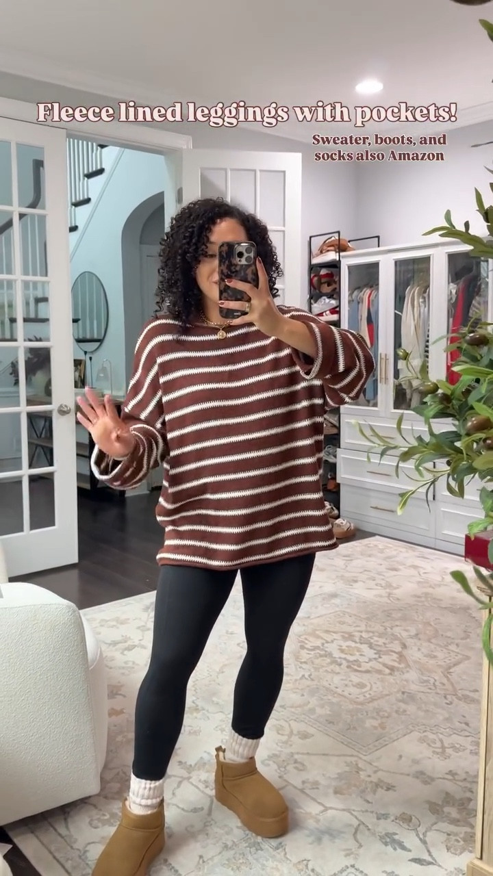 Leggings  also come with no pockets this whole look is Amazon! Sweater large and leggings size s/m #leggings #falloutfit #sweater 

#LTKActive #LTKSeasonal #LTKHoliday