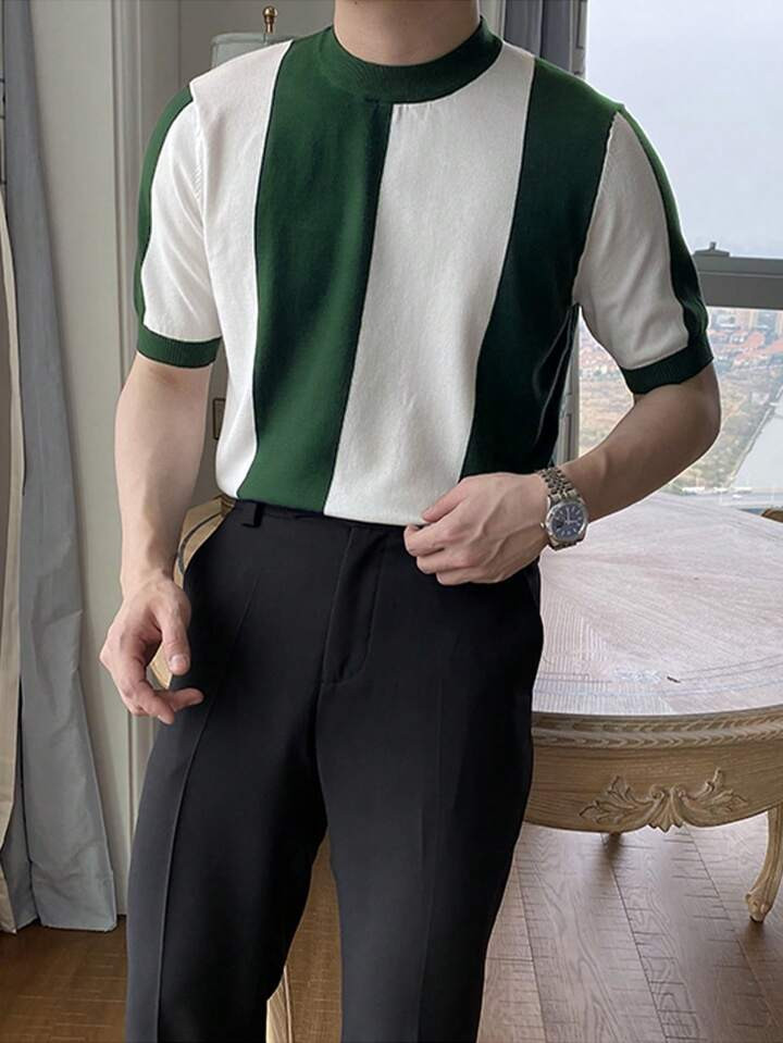 Men Color Block Round Neck Knit Top | SHEIN