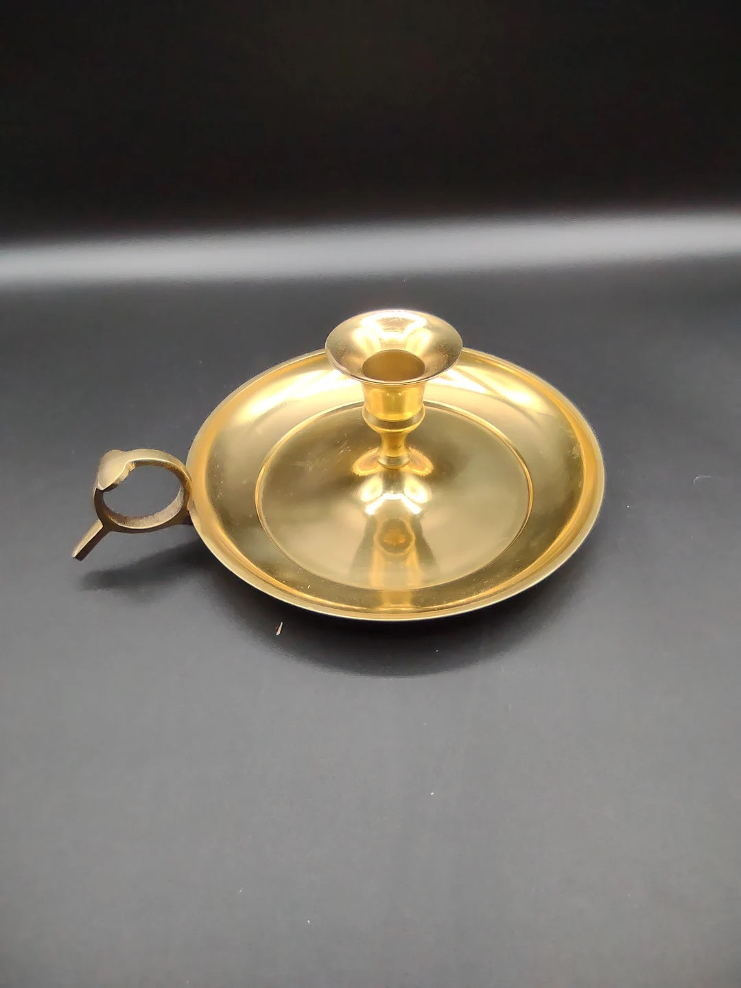 Large Brass Chamberstick With Finger Loop Handle - Etsy | Etsy (US)