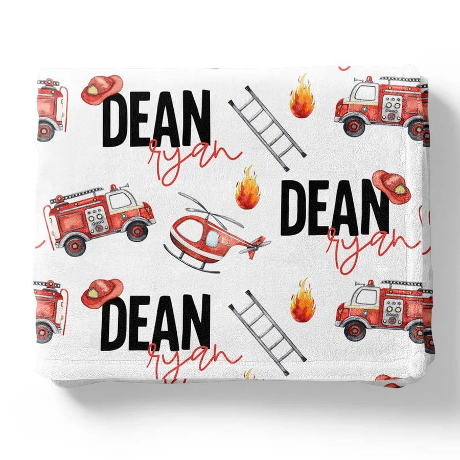 Firetrucks Personalized Toddler Blanket | Caden Lane