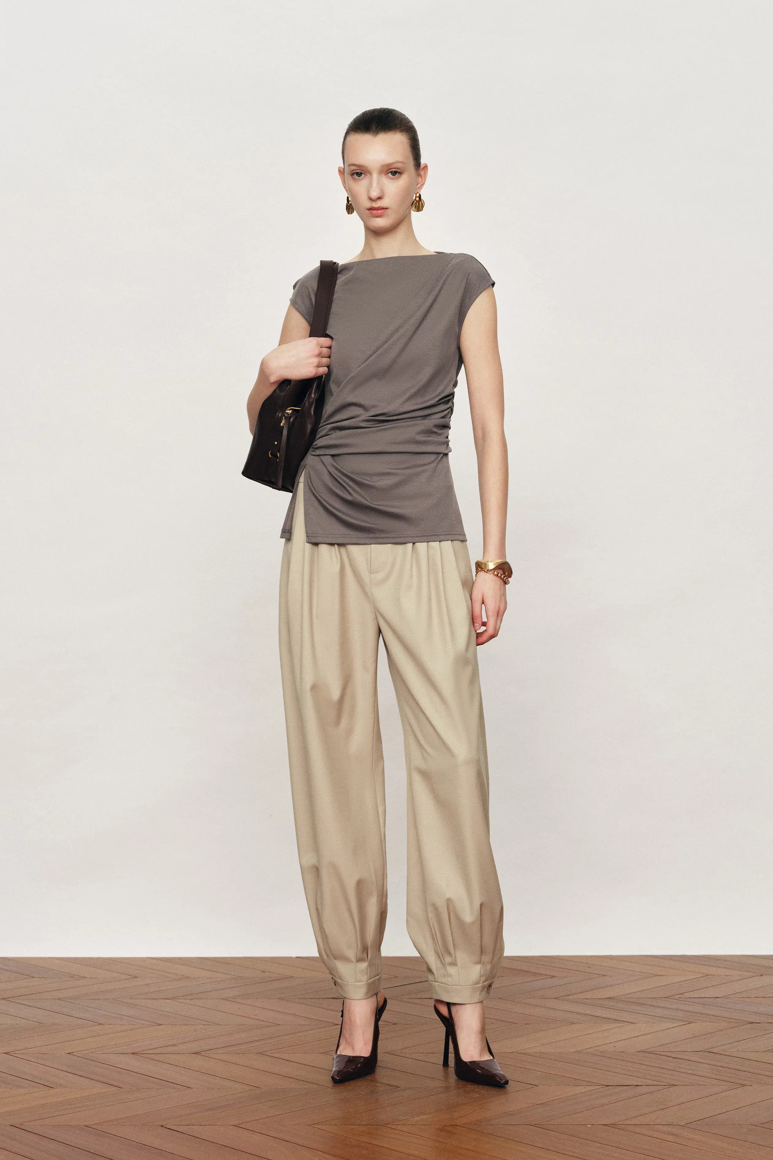 Gemma Asymmetrical Structured Top in Cotton And Mulberry Silk Blend | Fabrique
