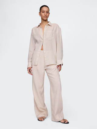 Linen-Blend Easy Wide-Hem Pants | Gap (CA)