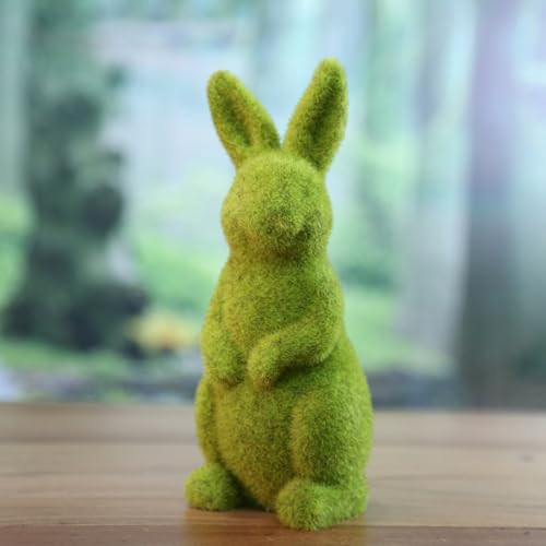 SHOWLOUE Easter Bunny Decoration, Artificial Green Moss Bunny, Resin Moss Rabbit Figurine for Spring Decor Home Decor Party Gift, 3.35"×3.54"×9.45" | Amazon (US)