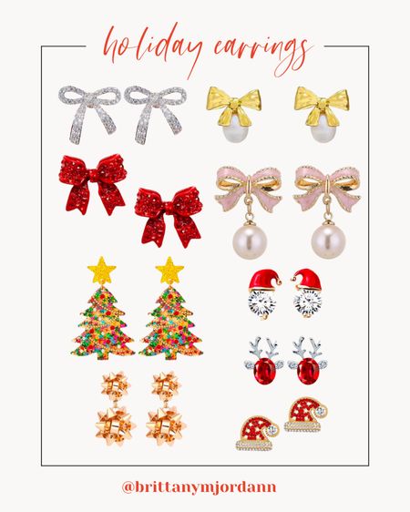 Holiday earrings. 

Christmas earrings. Christmas looks. Christmas accessories 

#LTKHoliday #LTKSeasonal #LTKfindsunder50