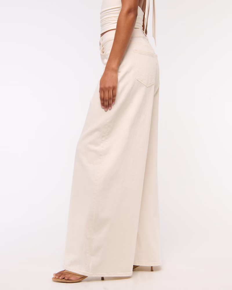 Curve Love Linen-Blend Ultra Wide Leg Jean | Abercrombie & Fitch (US)
