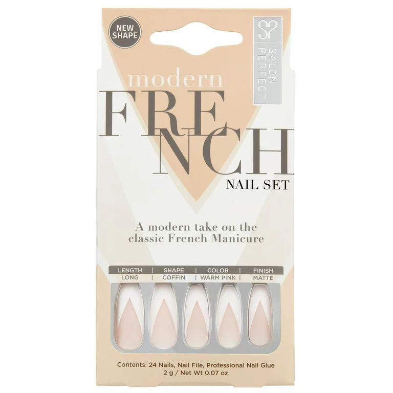Salon Perfect Artificial Nails, Modern French White Tip, 24 Nails | Walmart (US)
