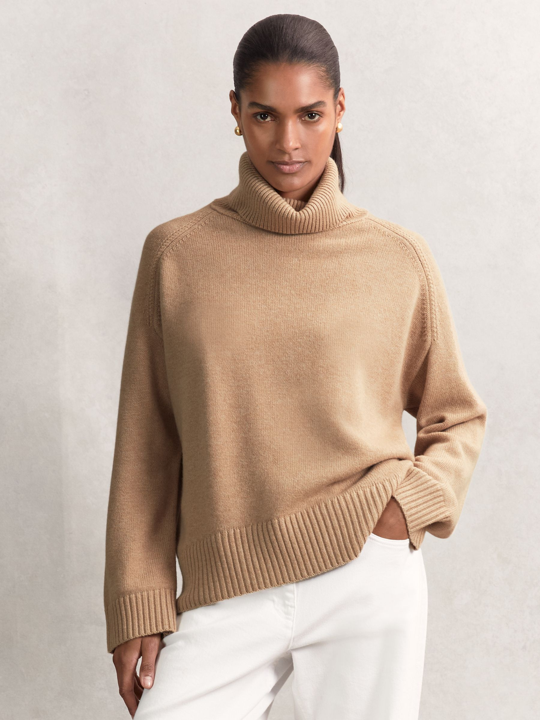 Reiss Wool-Cashmere Roll-Neck Jumper in Camel | REISS | Reiss US