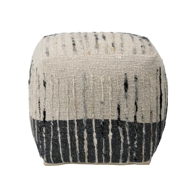 Montague Wool Upholstered Ottoman, Gray with Neutral Tones | Perigold