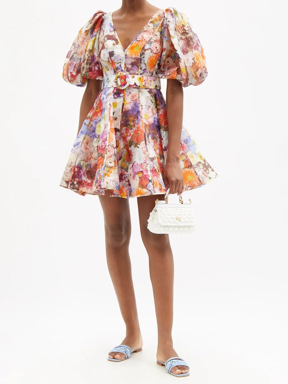 Prima balloon-sleeve floral-print voile mini dress | Zimmermann | Matches (US)