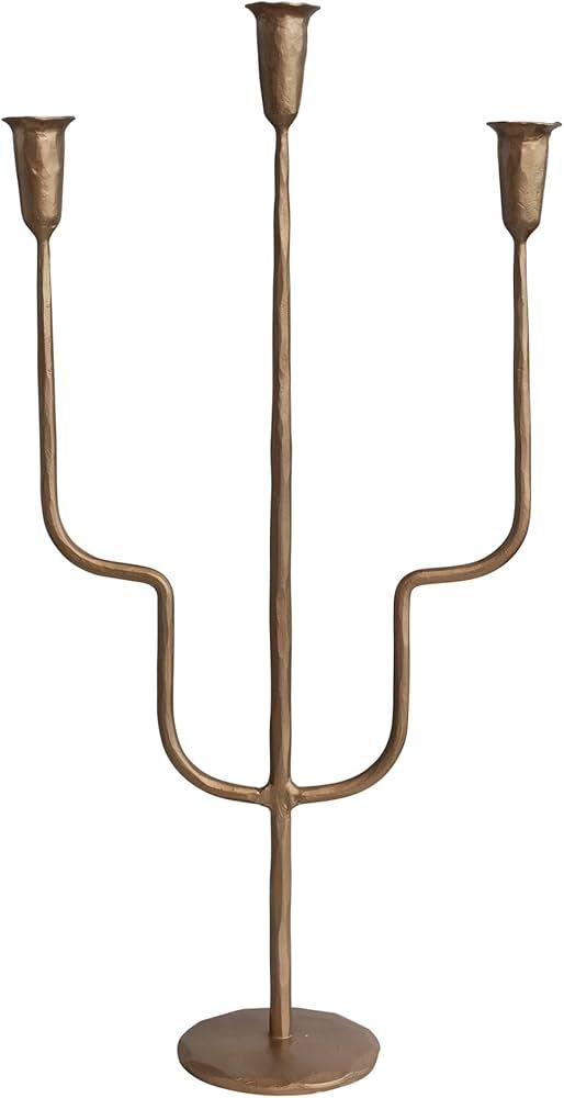 Creative Co-Op Hand-Forged Metal Candelabra, Antique Gold Finish (Holds 3 Tapers) | Amazon (US)