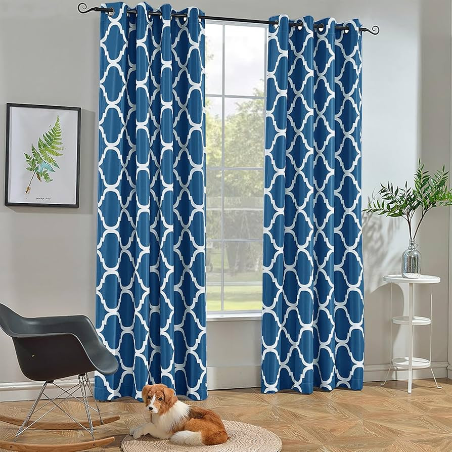 Melodieux Moroccan Fashion Room Darkening Blackout Grommet Top Curtains for Living Room, 52 by 84... | Amazon (US)