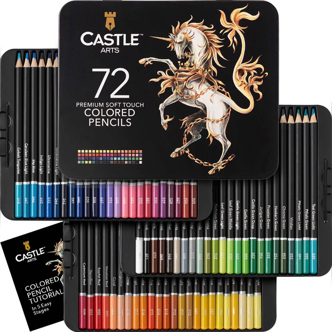 Amazon.com : Castle Art Supplies 72 Colored Pencils Set | Quality Soft Core Colored Leads for Adu... | Amazon (US)