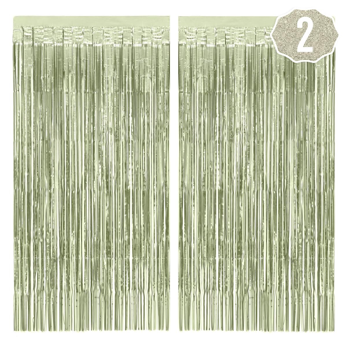 xo, Fetti Party Decorations Sage Green Foil Curtain - Set of 2 | Bachelorette Party Supplies, Cut... | Amazon (US)